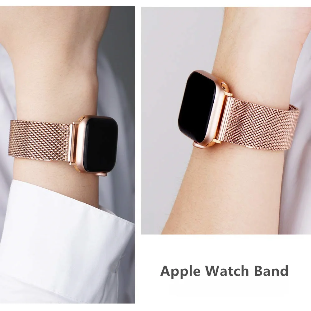 Milanese loop de banda para el Apple Watch SE 5 6 4 3Classic botón de la Pulsera de Metal de Acero Inoxidable Correa de iwatch Banda de 44 mm 40 mm 38 mm 42 mm 3