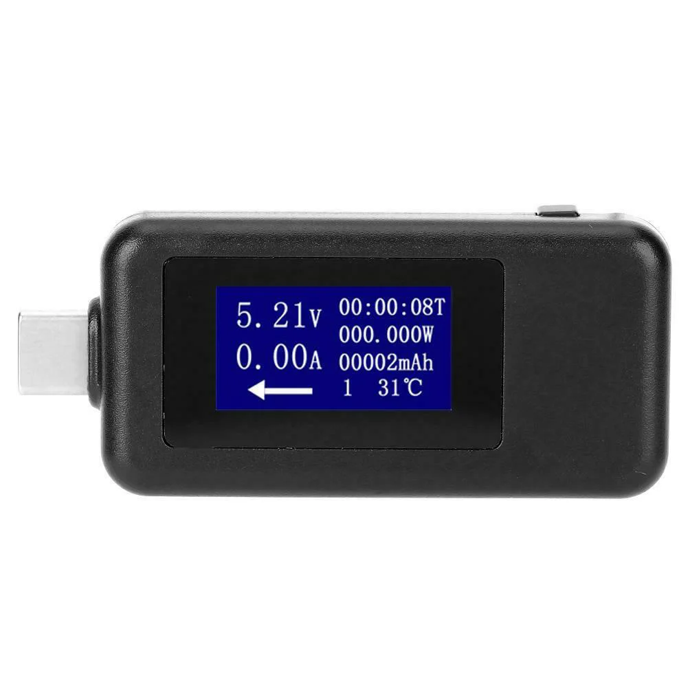 USB Probador de Voltaje Medidor de Corriente del Cargador Capacidad Probador de Tipo C, USB Probador de Detector Multímetro Digital de Voltaje Medidor de Corriente 3