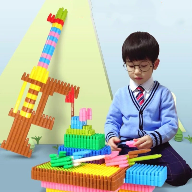 60/180/280pcs Coloridos Bloques de Construcción de Juguetes Para los Niños Regalo de la etiqueta Engomada Masiva de Ladrillos Figura Accesorios Compatible con Juguetes de Niños 3
