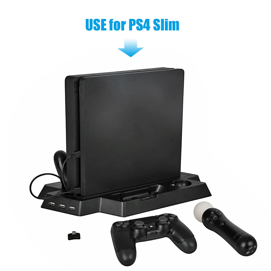 Para PS4 Pro/Slim Soporte Vertical del Ventilador de Refrigeración Refrigerador con Doble Mover Cotroller Muelle de Carga 3 soporte del Cargador de la Estación de 3