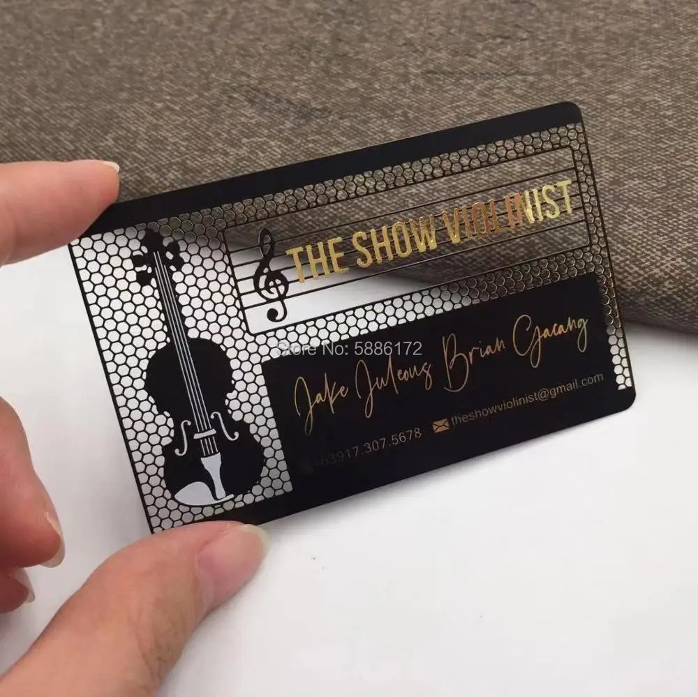 Personalizado personalizado de lujo de la tarjeta de black metal de la tarjeta de negocios 3