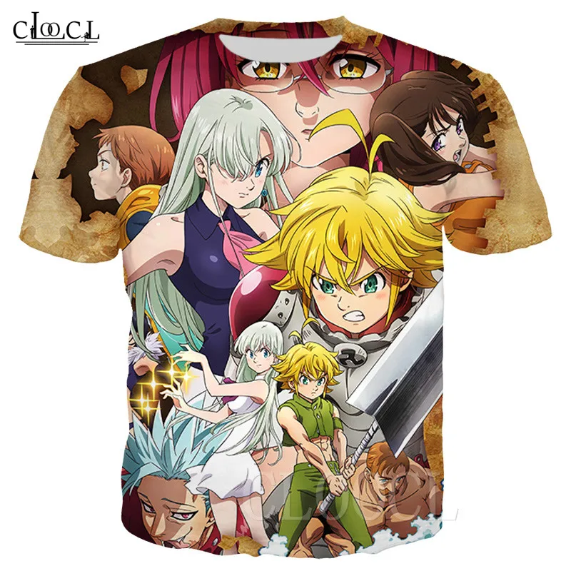 De nuevo Los Siete Pecados capitales 3D Divertido Anime camisetas de Nanatsu No Taizai Harajuku T-shirts Ropa Tops de gran tamaño de Camisetas de la parte Superior 3