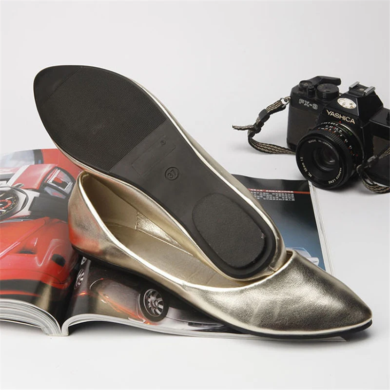 TIMETANG Gran tamaño 40.41 clásico de la mujer sencilla de metal color de la pu de la plana zapatos de señora de poca profundidad de la boca casual zapatos C154 3