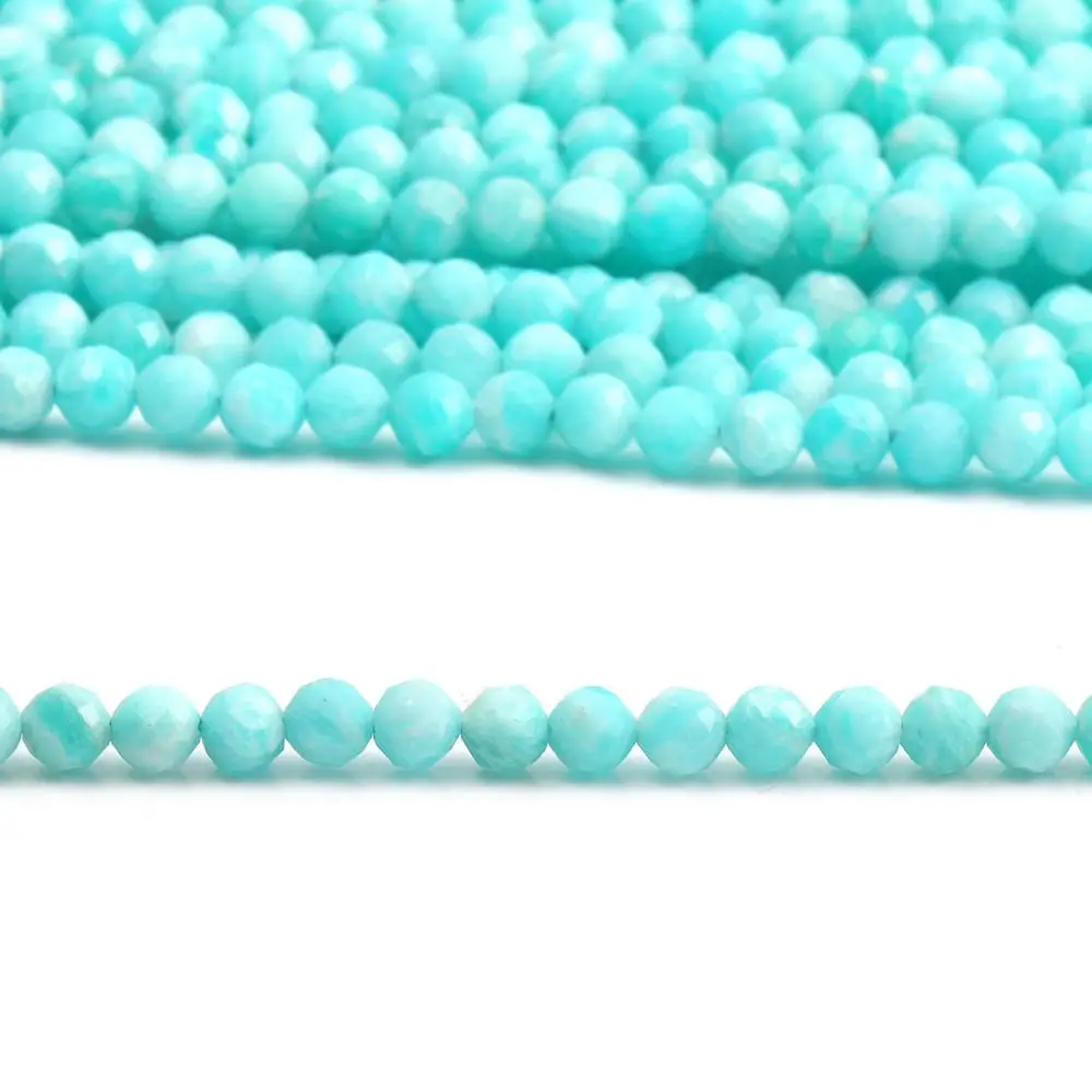 Natural de Cuentas de Piedra Pequeñas Perlas Facetadas de Amazonita de 4,5 mm de Sección Suelta Perlas para la Joyería del Collar DIY Pulsera (38cm) 3