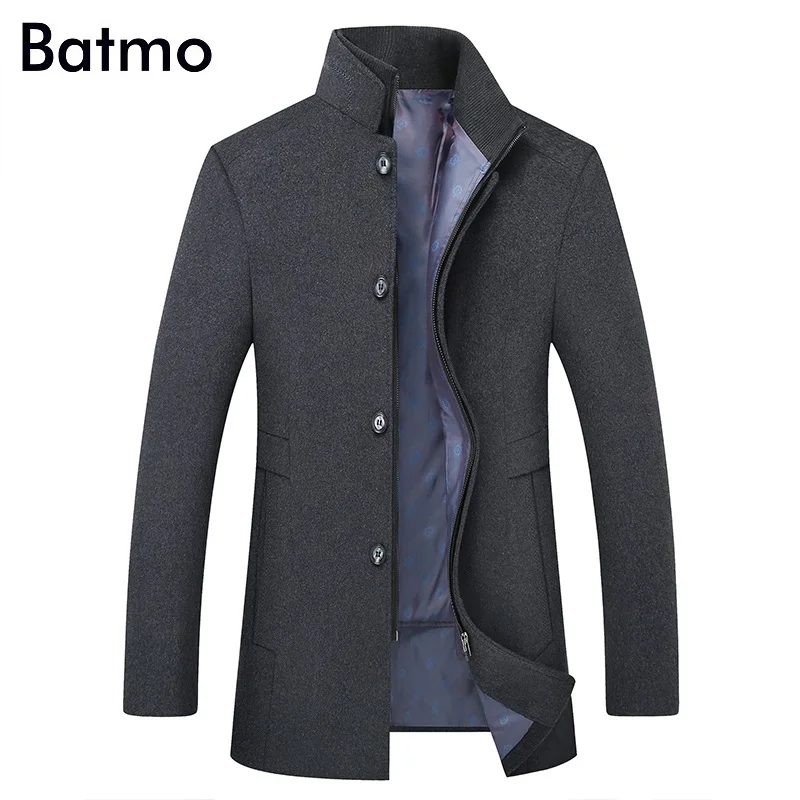BATMO 2019 nueva llegada de invierno de alta calidad de lana thicked abrigo de los hombres,los hombres de gris de lana, chaquetas ,plus-tamaño M-6XL,1818 3