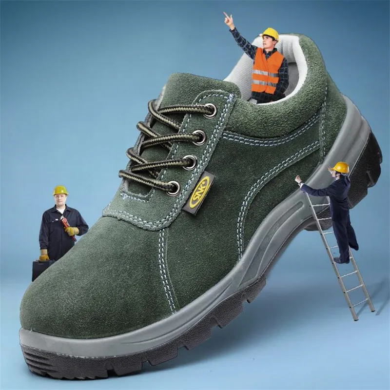 Mens de Trabajo de Verano Zapatos de los Zapatos de Seguridad punta de Acero Transpirable de Cuero Genuino Zapatos para Hombres Casual Botas de Trabajo Calzado de Protección 3