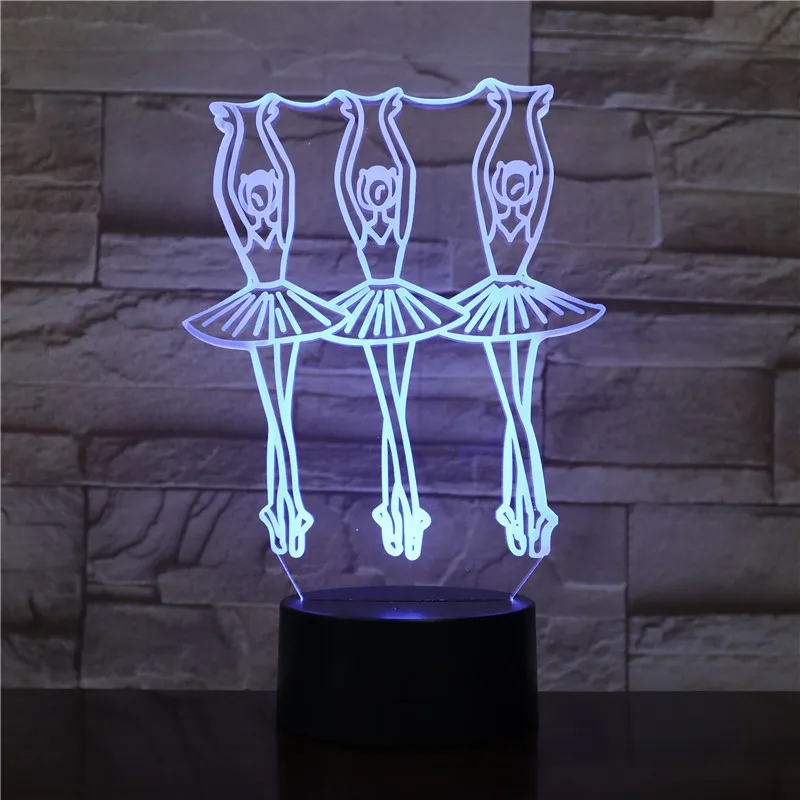 El Ballet de Danza vals 3D LED Luz de la Noche de Cambiar la Lámpara de Halloween de Luz de Acrílico de la Ilusión de la Lámpara de Escritorio Para los Niños Regalo de Dropship 3