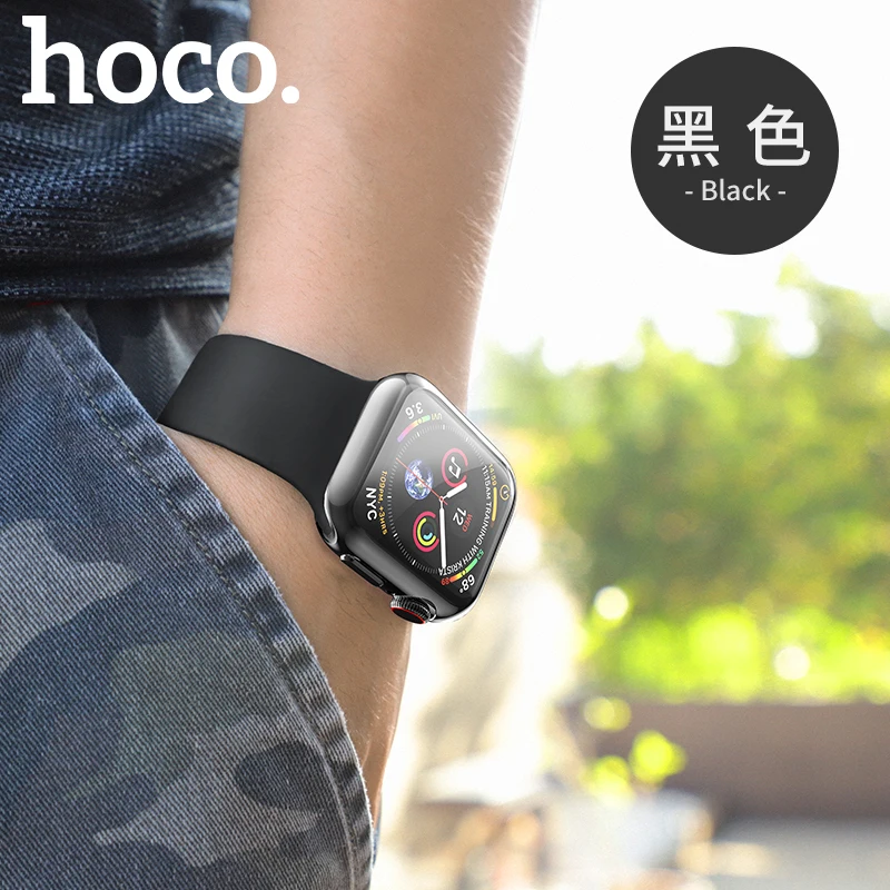 HOCO de la Galjanoplastia de TPU Reloj de la Cubierta Para Apple Watch 5/4 44 mm 40 mm Plena Protección de Silicona Caso Protector de Pantalla para iWatch Serie 4, 5 3