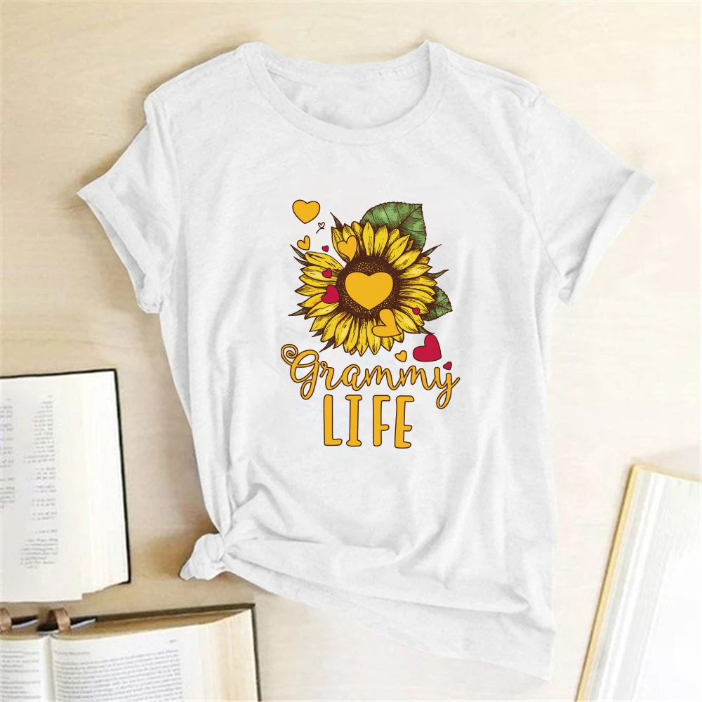Girasol Glam Vida Impresión camisetas de Ropa de Mujer de Verano Camisetas de las Mujeres 2020 de Verano de Algodón Camiseta Mujer Camiseta Mujer 3