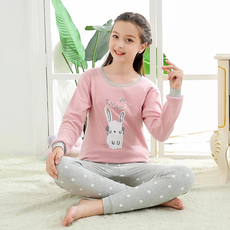 Adolescente Pijama de Invierno de Algodón Pijama Conjuntos de Gran Niñas Niños ropa de dormir de Manga Larga de los Niños en Casa Ropa Para Niños 10 12 14 16 18 años 3
