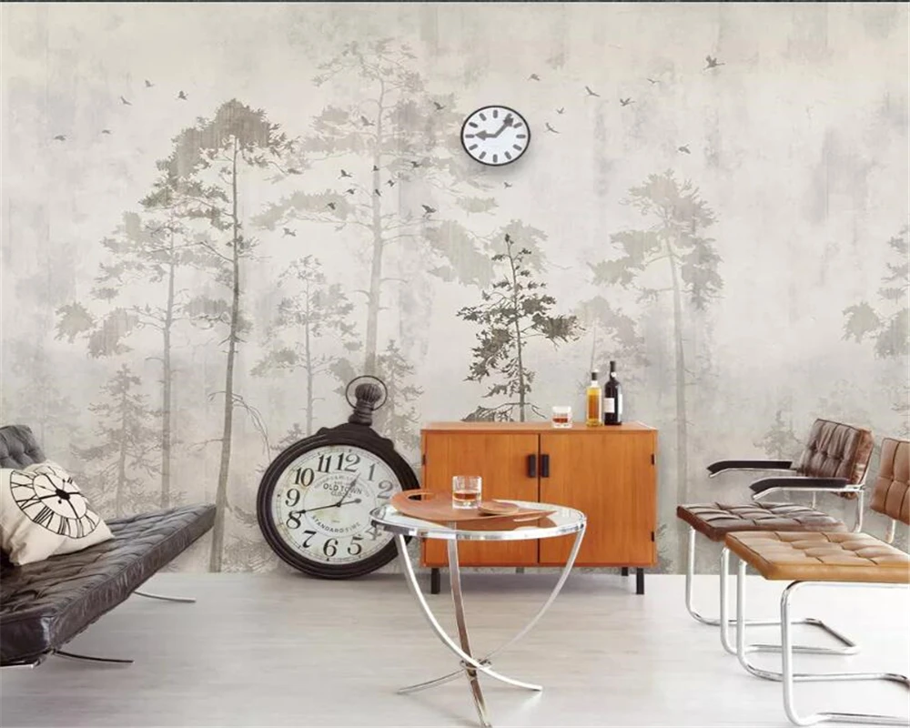 Beibehang de encargo de la pared papel pintado Europeo retro, pintados a mano, el bosque de los árboles Grandes Aves mural de papel pintado 3D carta da parati fondo de pantalla 3