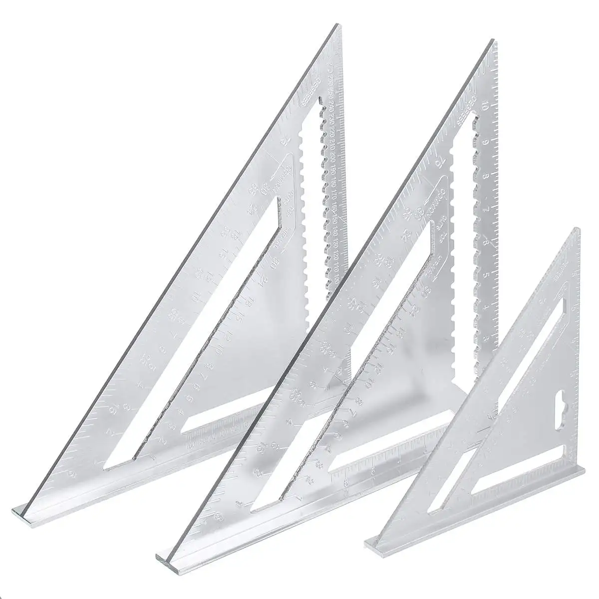 Ángulo Regla 7/12 pulgada Métrica de la Aleación de Aluminio Triangular Regla de Medición la Carpintería de la Velocidad de la Plaza del Triángulo de Ángulo Transportador 3