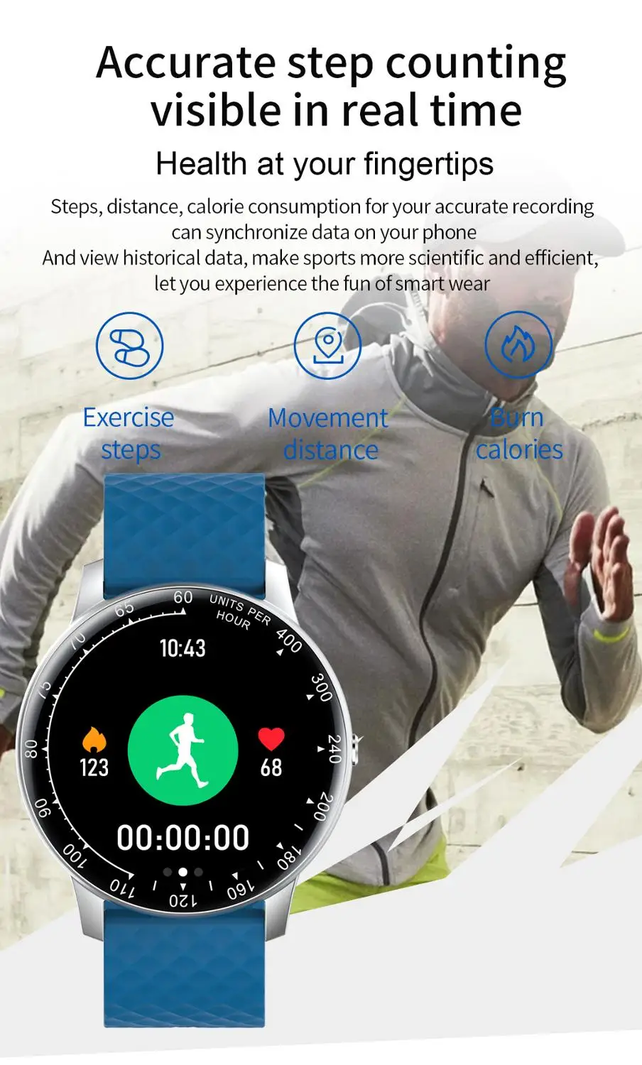 CZJW H30 los relojes inteligentes android reloj para hombre de fitness tracker pulsera smartwatch 2020 de la presión arterial IP67 impermeable reloj deportivo 3