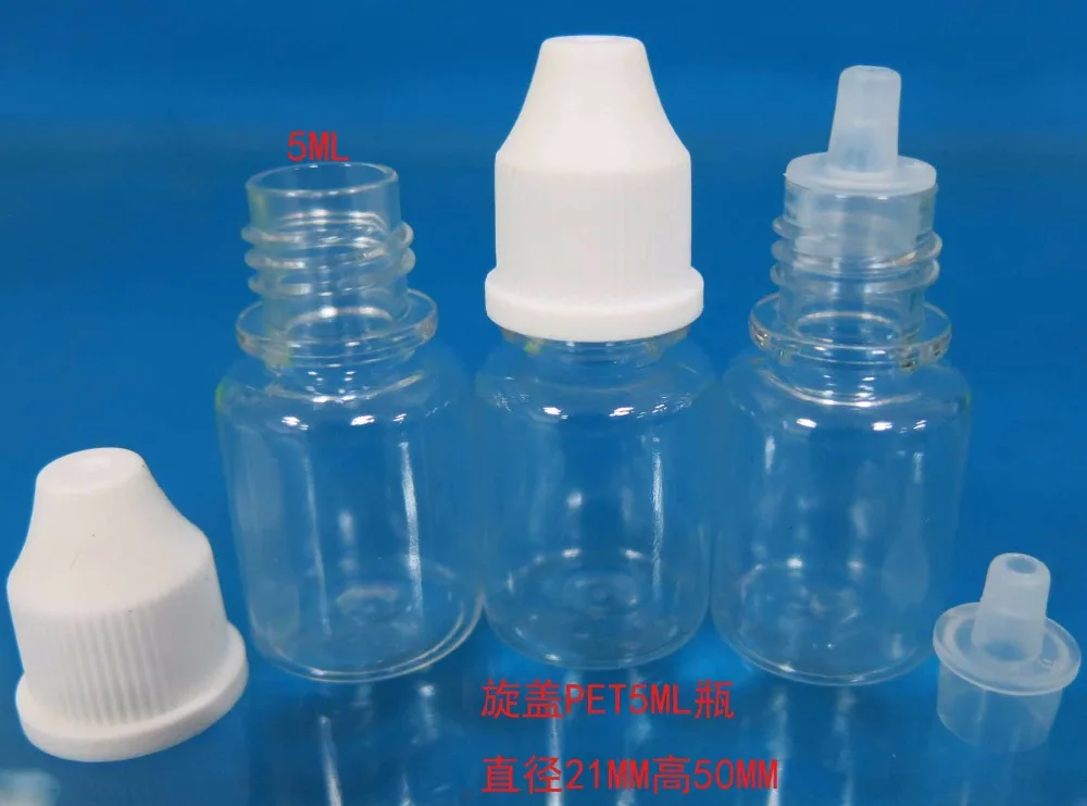 Tornillo de la tapa de 5ml de plástico pet botella de gotas para los ojos, aceite esencial de 1000pcs/lot 3