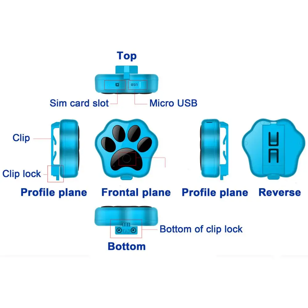 Pet Collar de Rastreo Impermeable 3G GPS Pet Tracker Perro Dispositivo de Seguimiento RYDV40 3