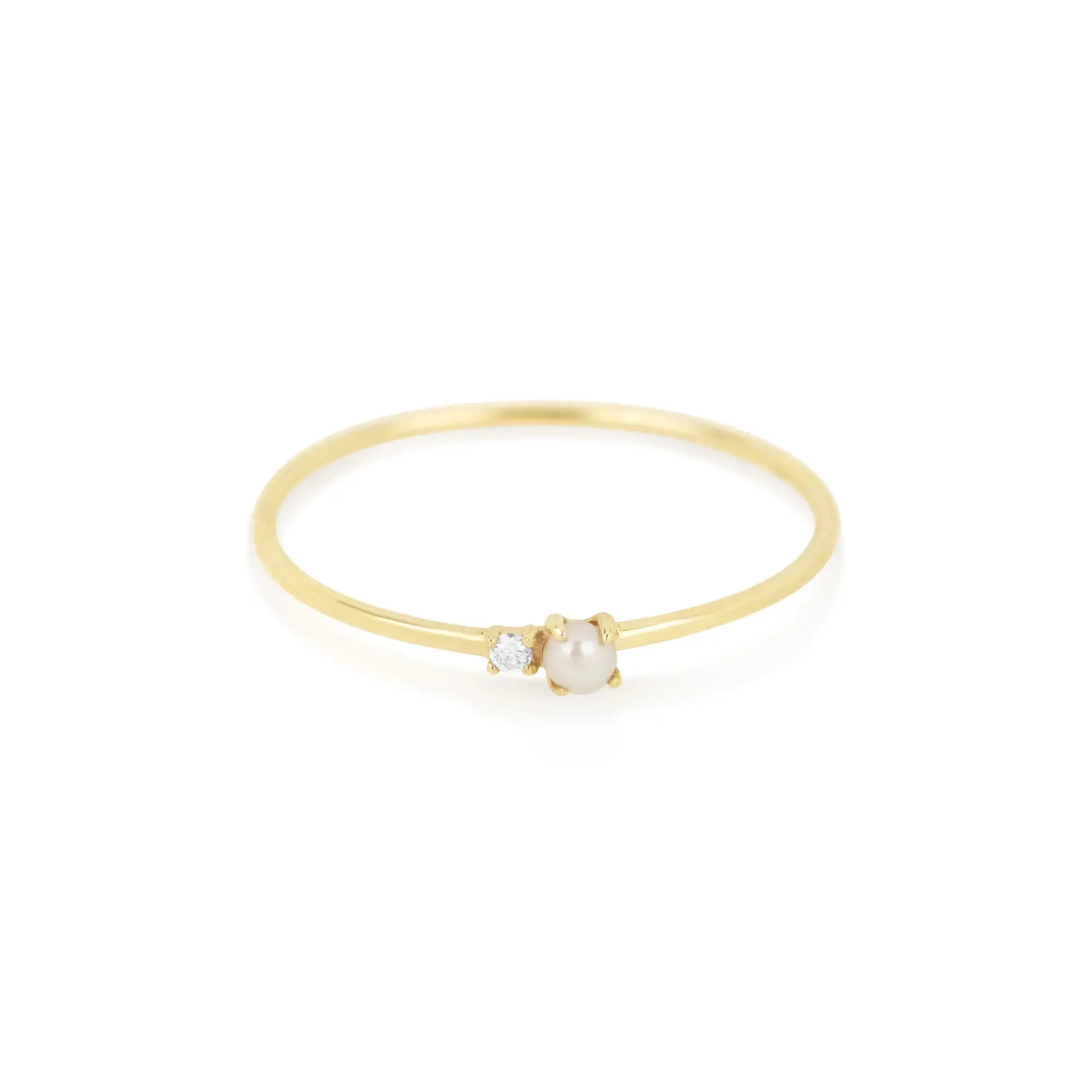 Oro Vermeil de la plata esterlina 925 simple mínimo de joyería fina banda cz perla de piedra anillo de plata para mujer chica 3