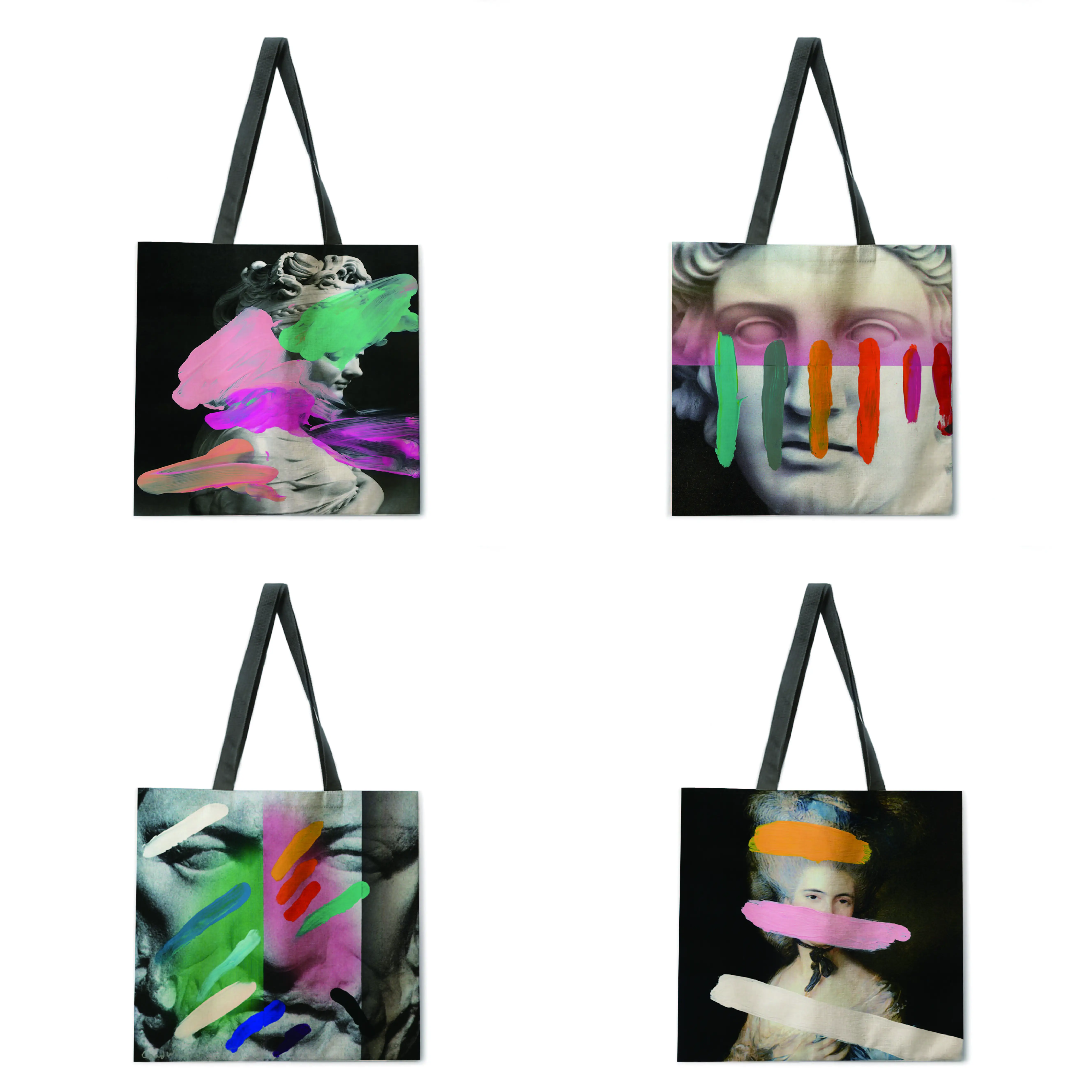 Arte moderno de graffiti de las señoras de la impresión de la bolsa de la ropa de la bolsa de hombro bolso al aire libre de la playa de bolsa de la bolsa de compras reutilizable 3