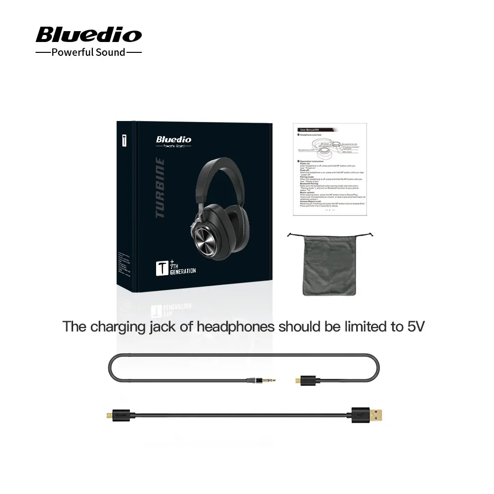 Original Bluedio T7 Además de los Auriculares Bluetooth de la ANC Y el Auricular Inalámbrico de alta fidelidad de Sonido Paso a Contar Control Táctil Auriculares VS H2 3
