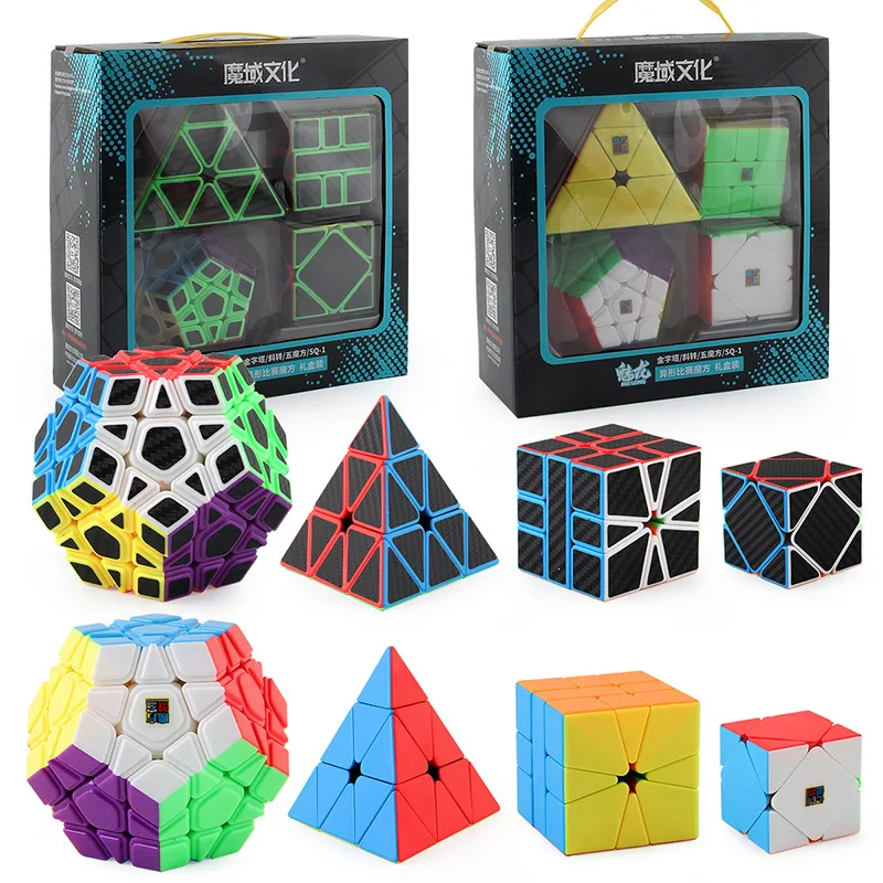 Cubo Moyu Paquete de 2x2 3x3 4x4 5x5 Velocidad Cubo Conjunto Mofang Meilong Cubo Mágico MF2S MF3S MF4S MF5S Pack de Rompecabezas de Juguete de la Caja de Regalo 3