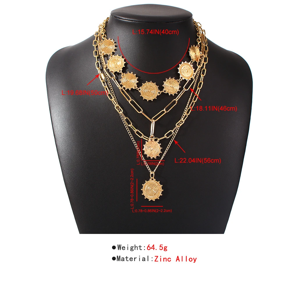 YC-UPGO de Oro de Lujo Colgante de Collares Para las Mujeres Multinivel la Moda Femenina 2021 Nueva Suerte de Disco solar del Collar de la Joyería al por mayor 3