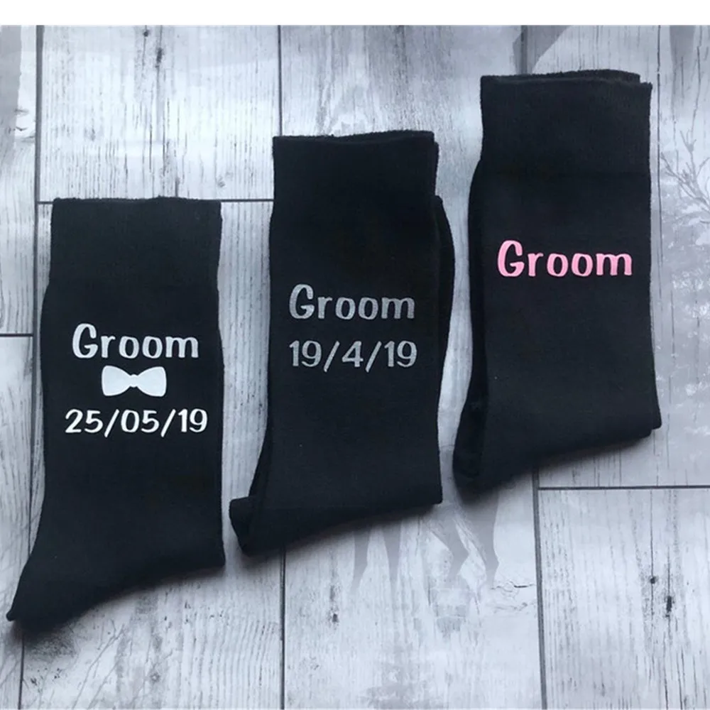 Personalizar los Calcetines con el nombre, la fecha,el único regalo para el novio brithday regalos Personalizados divertido de los Padrinos de boda Calcetines Novios Partido calcetines 3