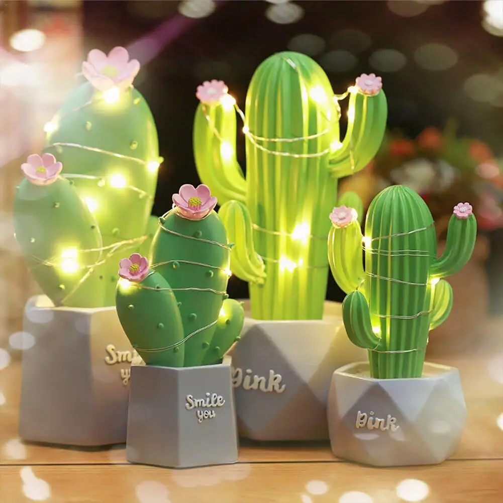 2019 Original Cactus Lámpara de Mesa LED Sueño de la Estrella de la Lámpara Pequeña Luz de Noche del Dormitorio de la Decoración para Niños Regalo 3