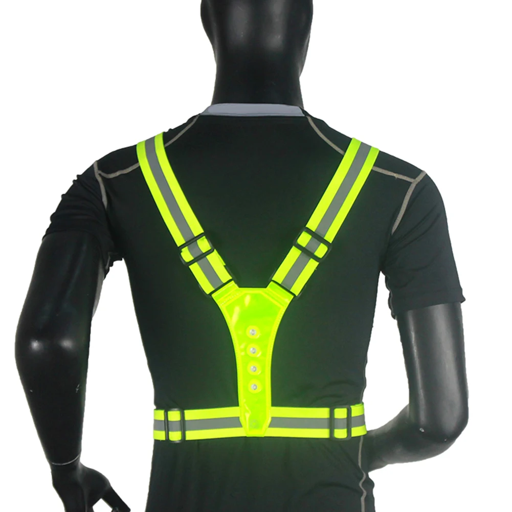 Elástico LED Ciclismo Chaleco Ajustable Visibilidad Chaleco Reflectante Engranaje de Rayas de la Noche de Seguridad en los Deportes de Ciclismo Reflexivo Cinturón de Equitación 3