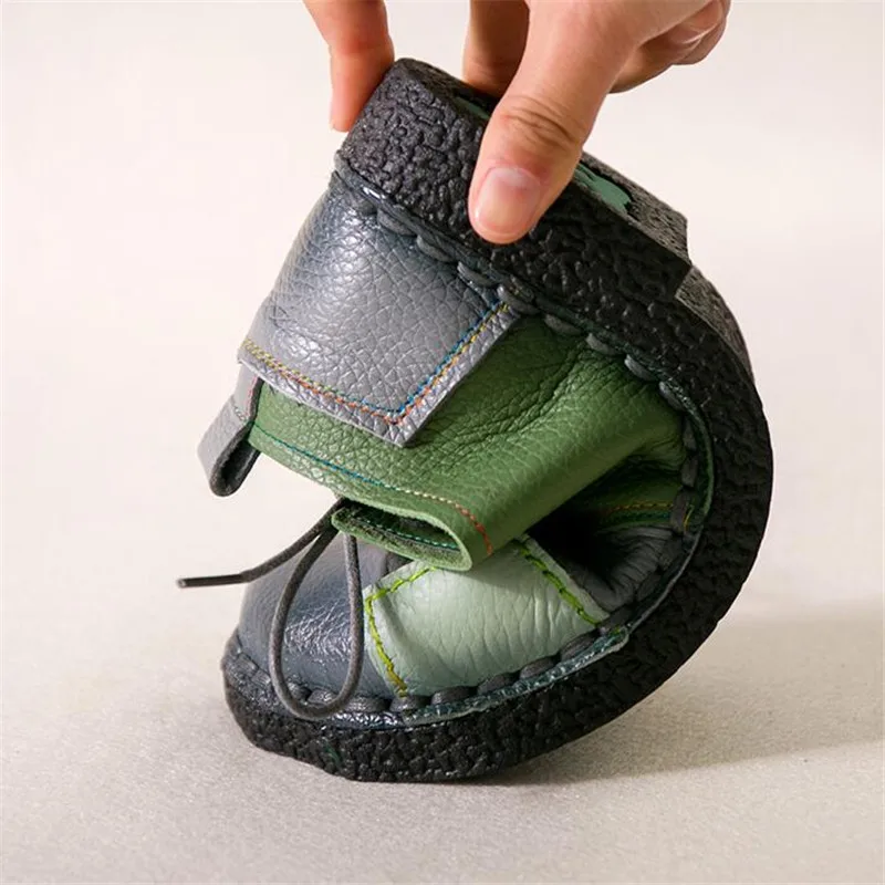 MVVJKE de las Mujeres Zapatos hechos a Mano de Cuero Genuino Plana Madre de Cordón de Zapatos de Mujer Mocasines Suave Casual Zapatos de las Mujeres de Pisos 3