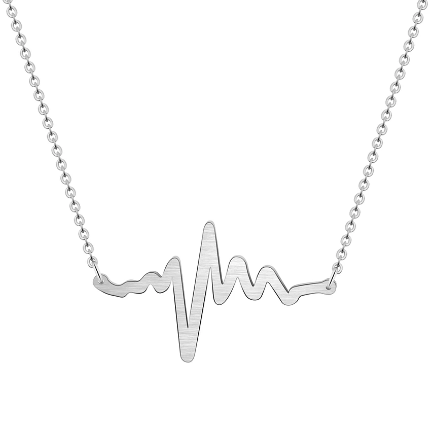 10PCS Estilo Retro de Oro de Plata de Color Latido del Corazón Bohemio de Collar de Cadena de ECG Latido del corazón Collares para las Mujeres Joyería de la Moda 3