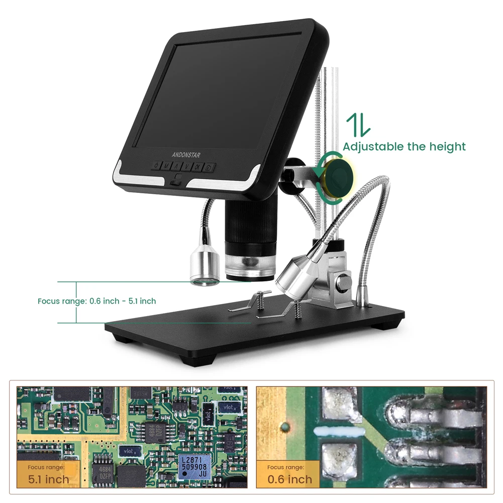 Andonstar caliente Microscopio Digital para soldadura de AD206 1080P Soldadura Microscopio de Teléfono del reloj de la Reparación de SMD/SMT en Blanco y Negro 3