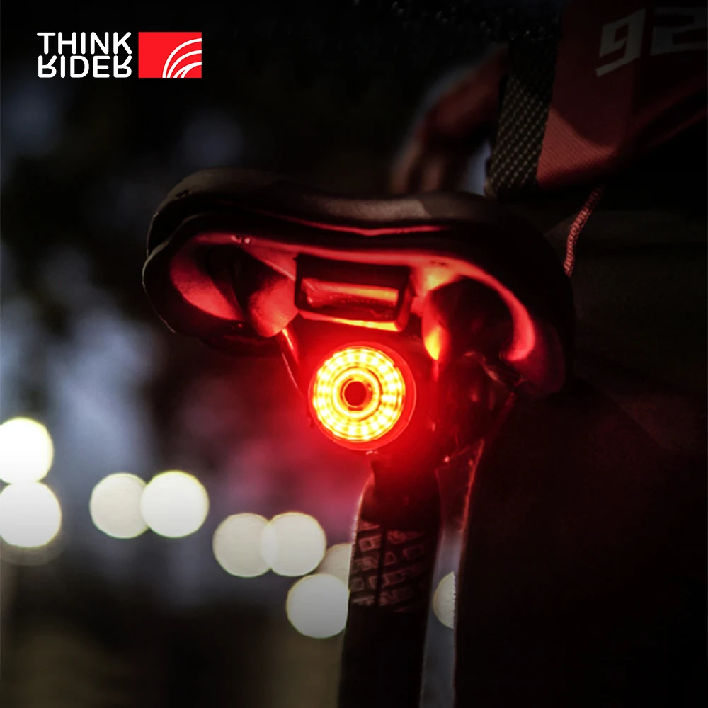 ThinkRider Bicicleta luz trasera de bicicleta Inteligente de Freno de Auto Detección de la Luz intermitente de carga USB paseo de noche impermeable 3