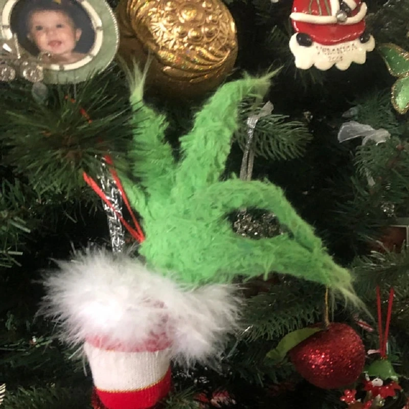 Peludo Verde Grinch Brazo Adorno Titular para El Árbol de Navidad para la Navidad, Fiesta en Casa de la SDF-NAVE 3