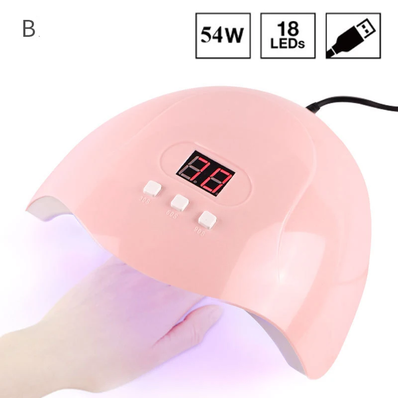 54W Secador de Uñas Para Uñas LED Lámpara de UV de Color Rosa 15 Led de la Lámpara UV para Uñas de la Máquina de Curado 30s/60s/99s Temporizador Inteligente de Uñas de Arte de las Herramientas de 3