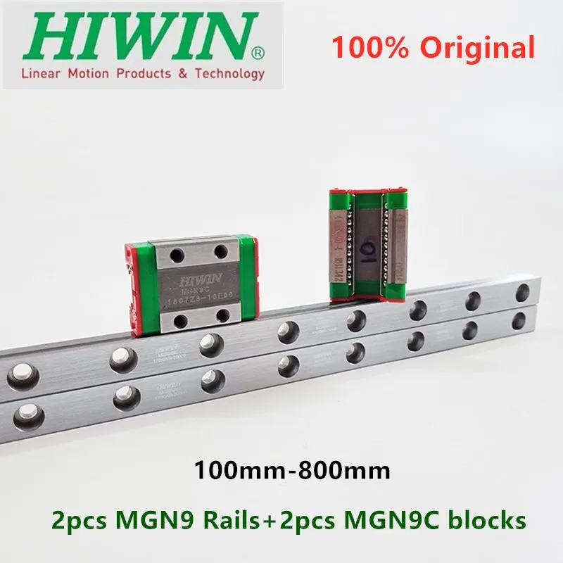 2pcs Original Hiwin guía lineal MGN9 200 250 300 330 350 400 450 500 550 600 mm + 2pcs MGN9C bloques de 12MM MGNR9 ferrocarril CNC router 3