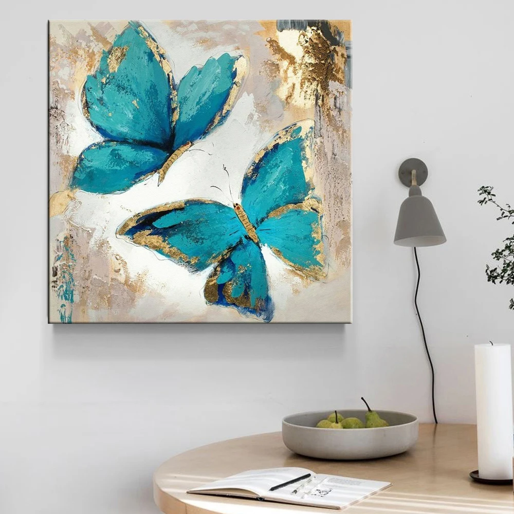 Nórdico y Minimalista Mariposa Azul Animal Pintura en tela, la Impresión del Cartel Nórdicos Escandinavos Arte de la Guardería de la Pared la Imagen de la Sala de arte de la decoración 3