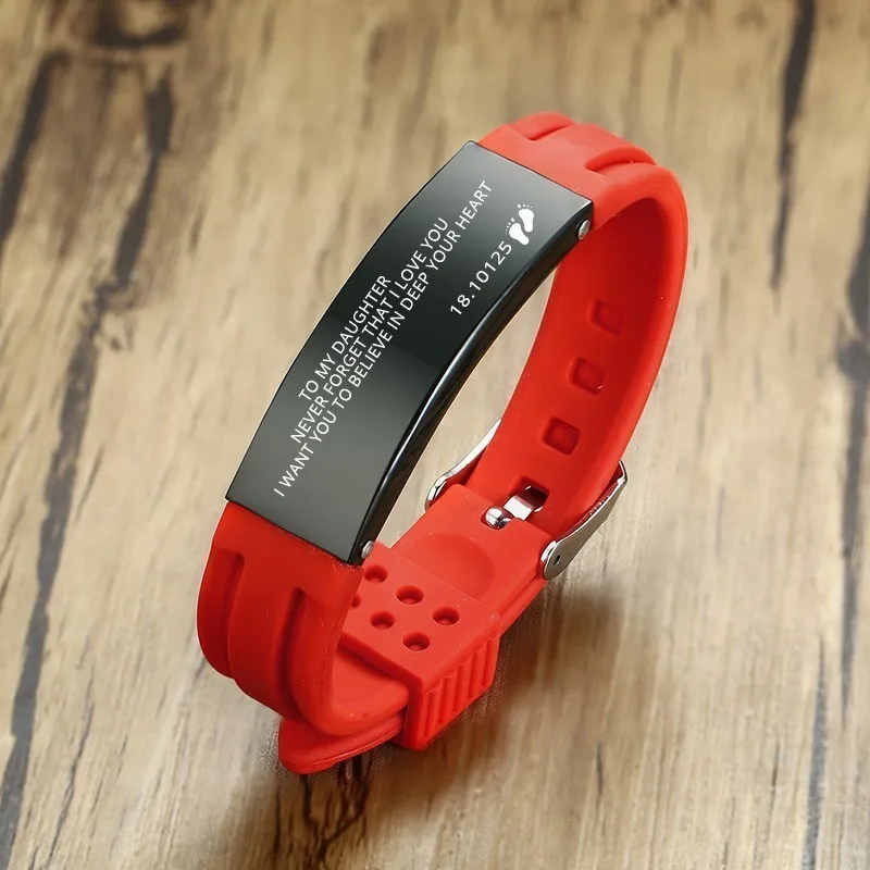 ZORCVENS 2020 Nuevo de la Moda de encargo Roja de la Goma de Silicona Pulseras para Hombres de Acero Inoxidable Negro de la IDENTIFICACIÓN del Nombre del Grifo Marcas de relojes de Pulsera 3