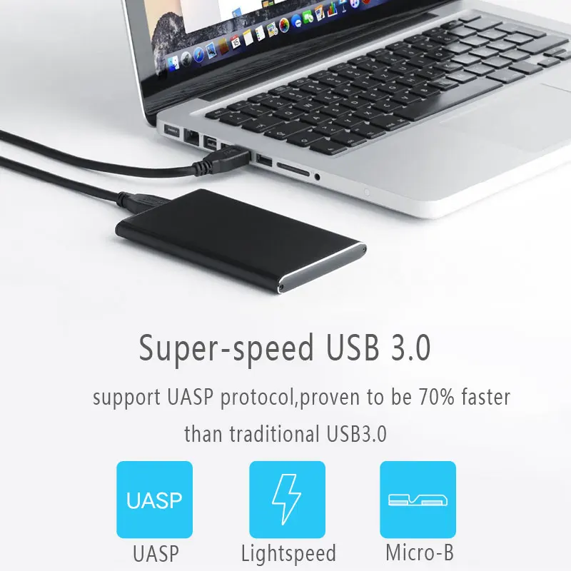 2.5 inch HDD Caso de SATA a USB3.0 de SSD Adaptador para Samsung WD, Seagate Disco Duro SSD Unidad de Caja Externa HDD Recinto con UASP 6Gbp 3