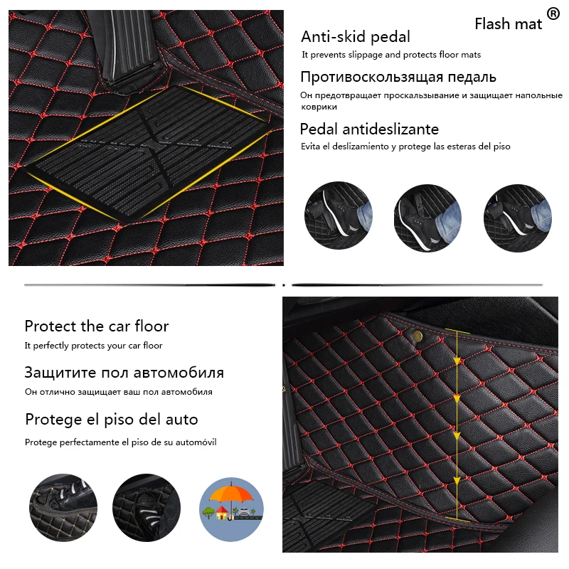 Flash tapete de cuero de coche alfombras de piso para Chevrolet Cruze 2009 2010 2011-2016 2017 2018 Personalizado Almohadillas de las patas de automóviles alfombras de coche cubre 3