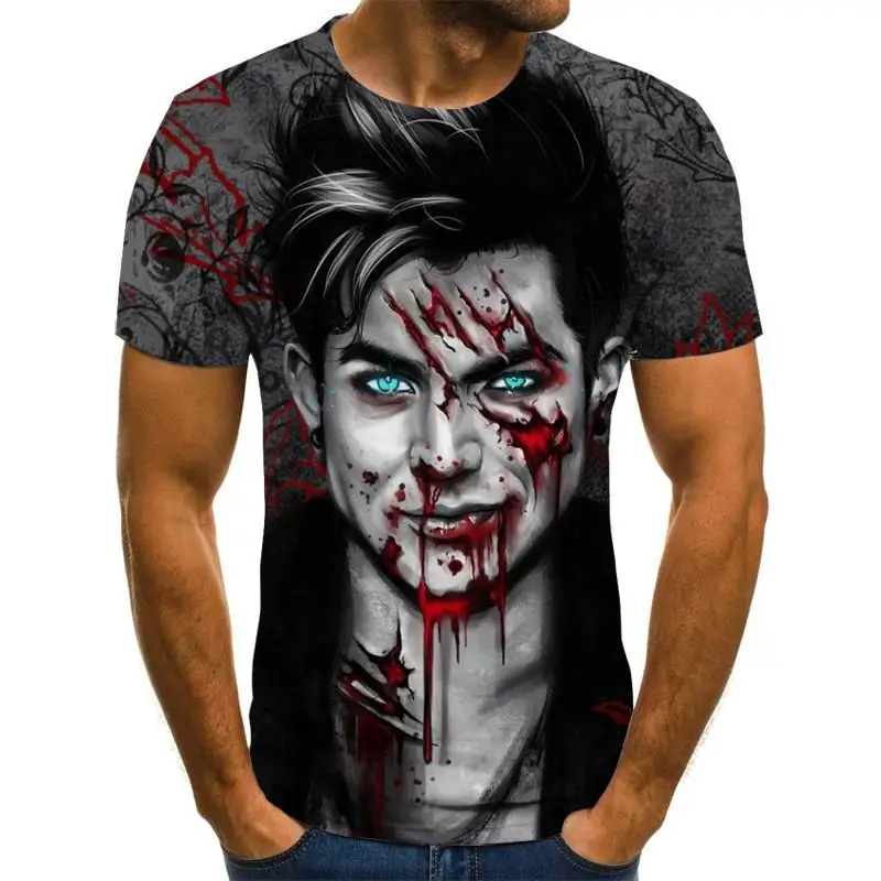 Hombre 3d camisetas de Moda de Verano de los Hombres de Manga Corta T-shirt Casual 3D Zombie Impresión de horror Camiseta Para Hombre de manga Corta tops 3