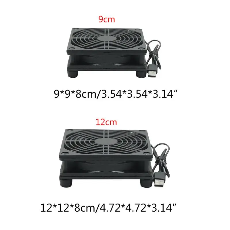 9 cm/12 cm Ventilador de Refrigeración DC 5V fuente de Alimentación USB Ventilador Silencioso para el Router TV Set-Top Box 3