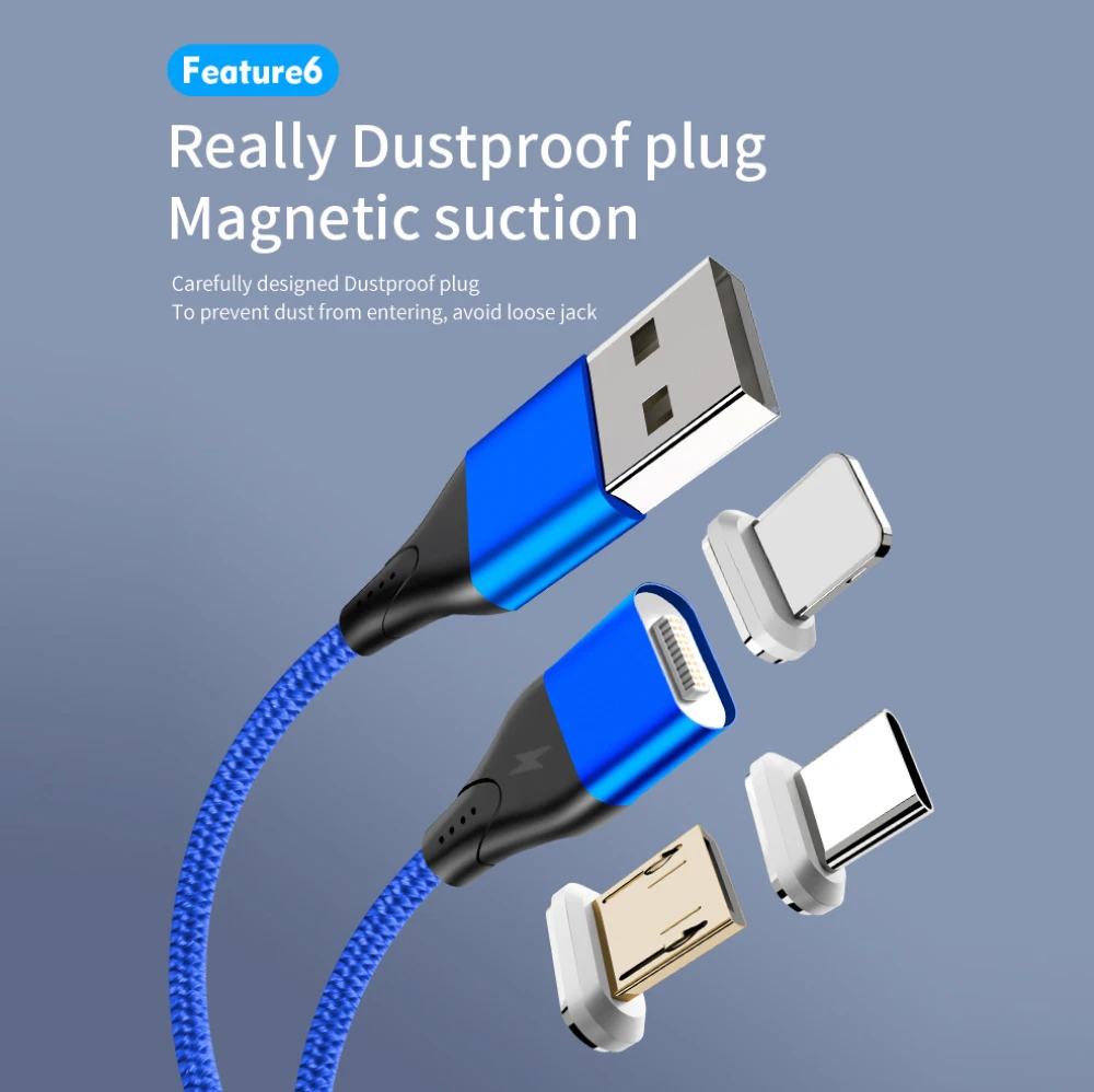 Magnético Micro USB Cable Para el iPhone Samsung Android Xiaomi Carga Rápida Imán Cargador USB Tipo C Cable de Teléfono Móvil Cable de Alambre 3