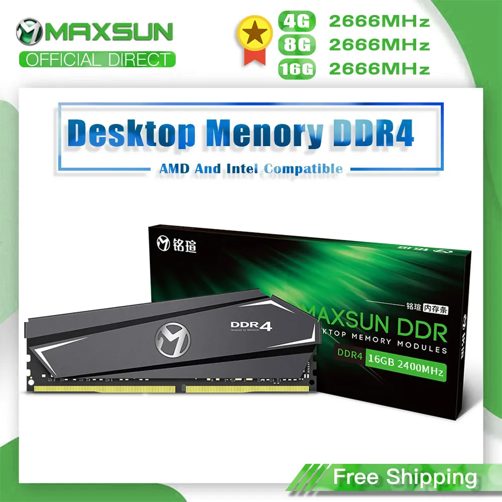 MAXSUN Ram DDR4 de 4GB 8GB 16GB de Memoria 2666MHz Garantía de por Vida de una Sola Memoria Rams DDR4 1.2 V 288Pin Interfaz de Escritorio Tipo de dimm 3