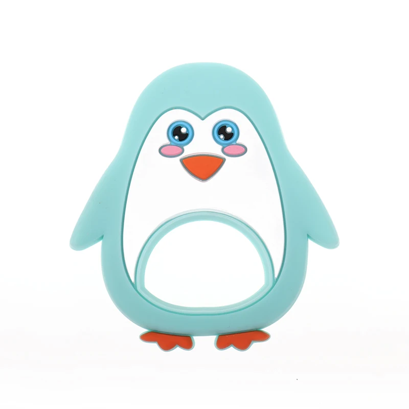 Pingüino de 2pcs de los Animales de Silicona Mordedores Libre de Bpa Bebé Chupadero de la Dentición Collar Colgante de Montaje Infantil el Chupete de la Cadena de BRICOLAJE 3