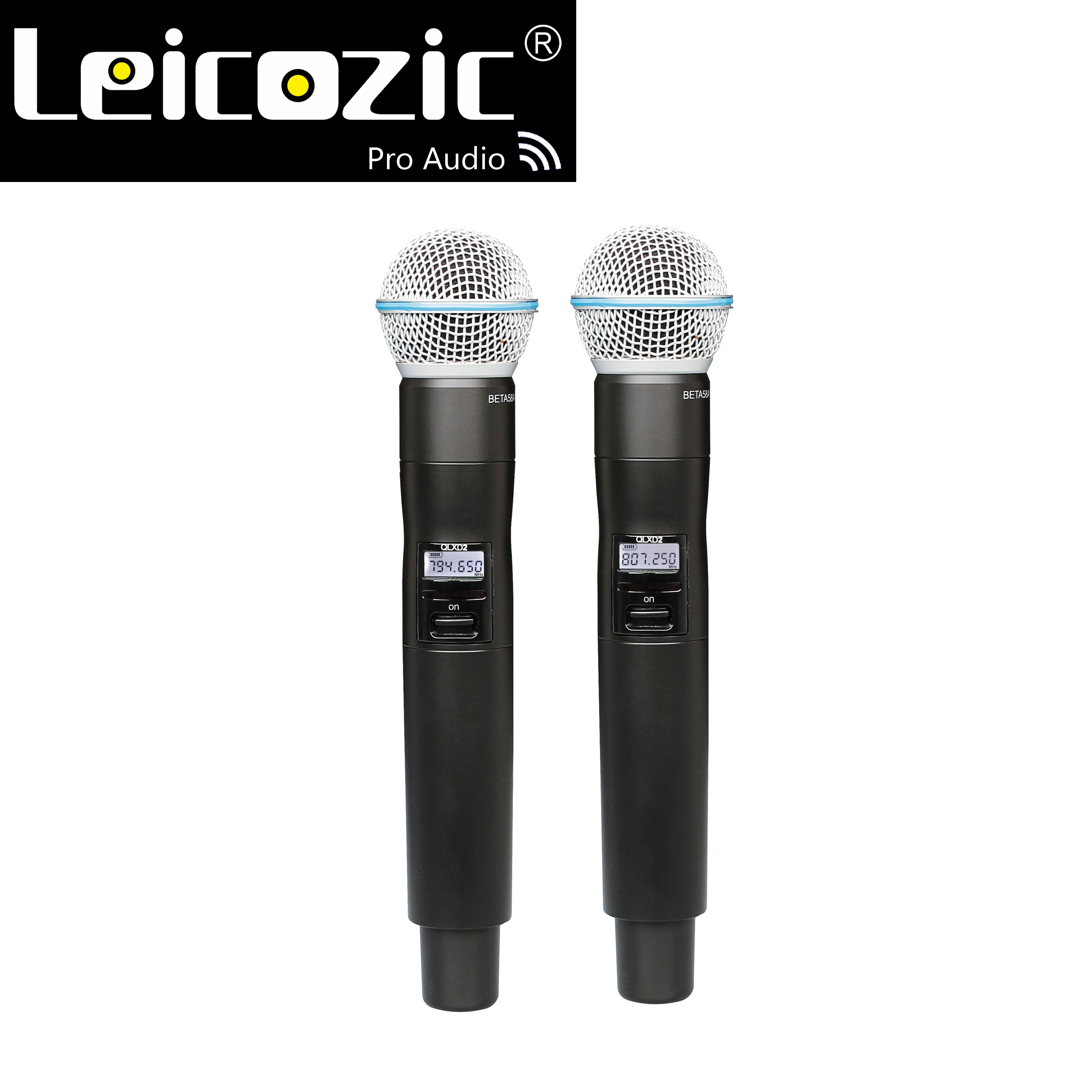 Leicozic QLX-24D Micrófono Dual con Sistema Inalámbrico de Mano Inalámbrico Microfono QLXD Ajuste Original Beta87 Beta58a SM58A Cápsula 3
