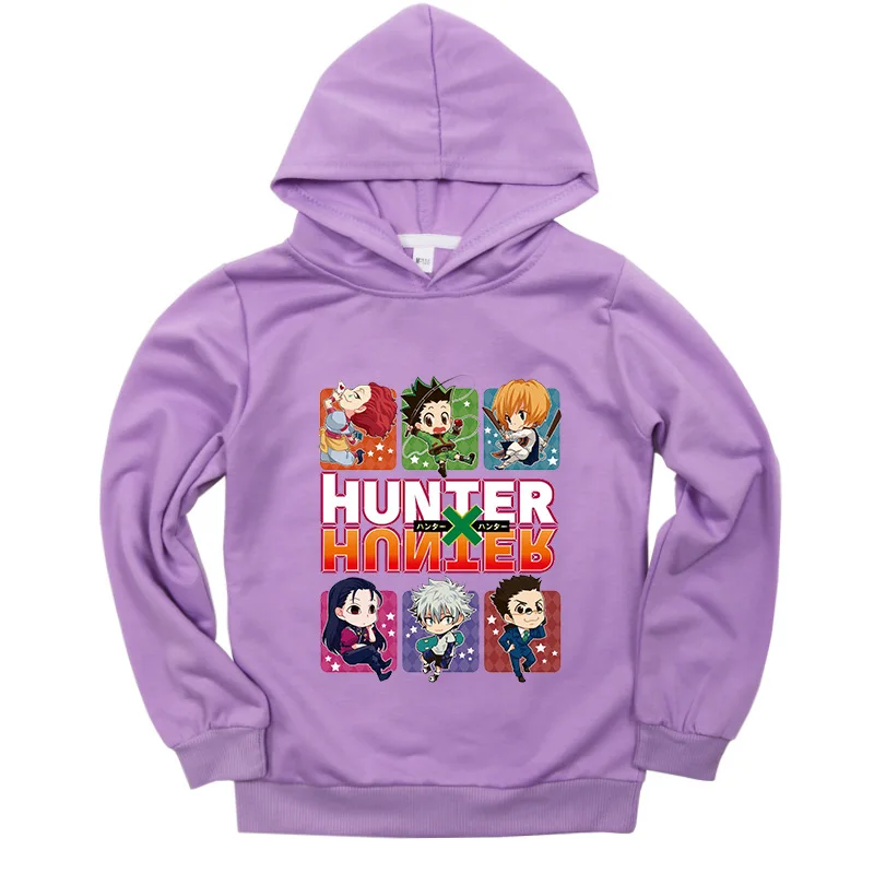 HUNTER-X-HUNTER patrón de dibujos animados de los niños suéter de niño y niña de la primavera y el otoño casual con capucha camisetas para niñas adolescentes 3