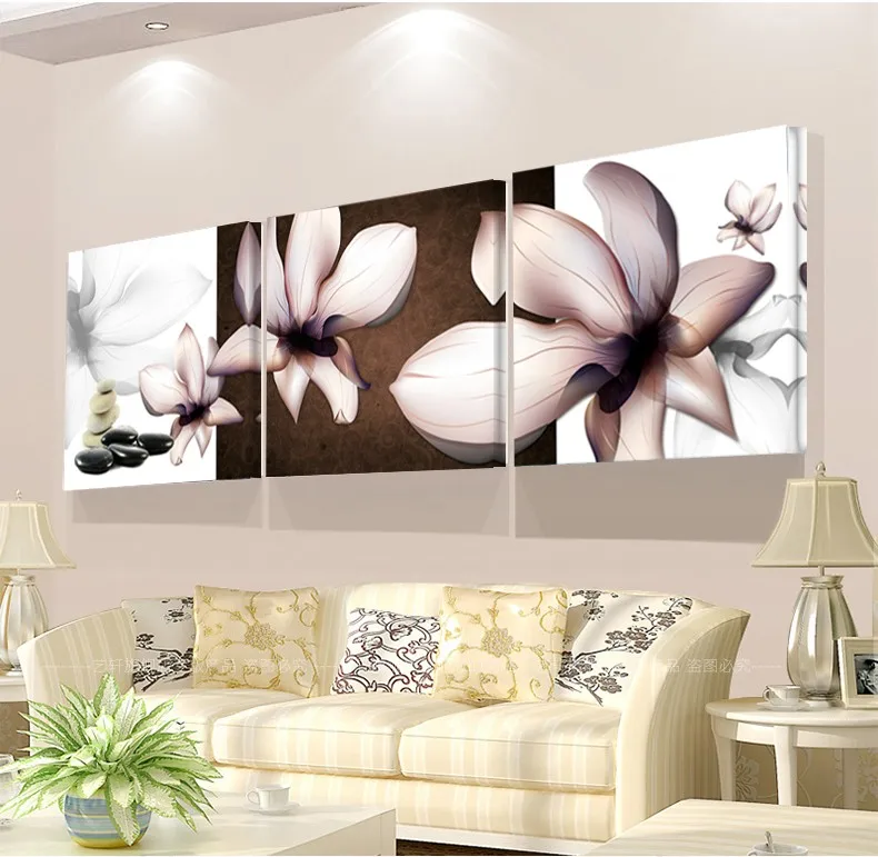 3 piezas de arte de la flor de piedra la imagen de la lona pintura al óleo cartel de salón modular de la pintura en la pared de impresión del hogar decoracion 3