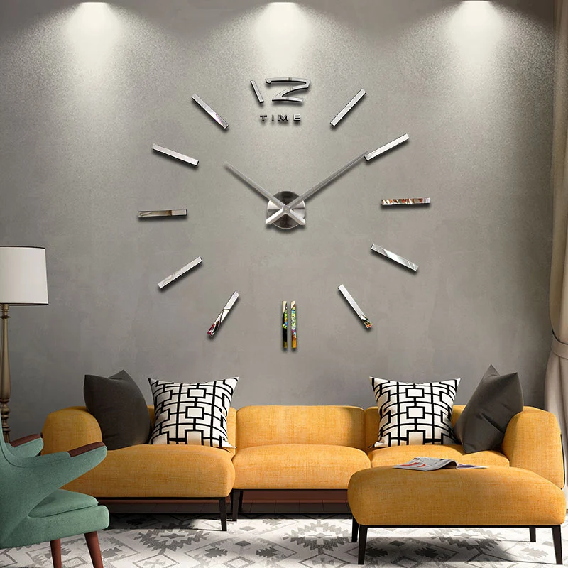 Nueva llegada relojes de Cuarzo Breve relojes 3d real gran reloj de pared se apresuraron espejo pegatinas diy sala de estar DESCUENTOS Aún la vida 3