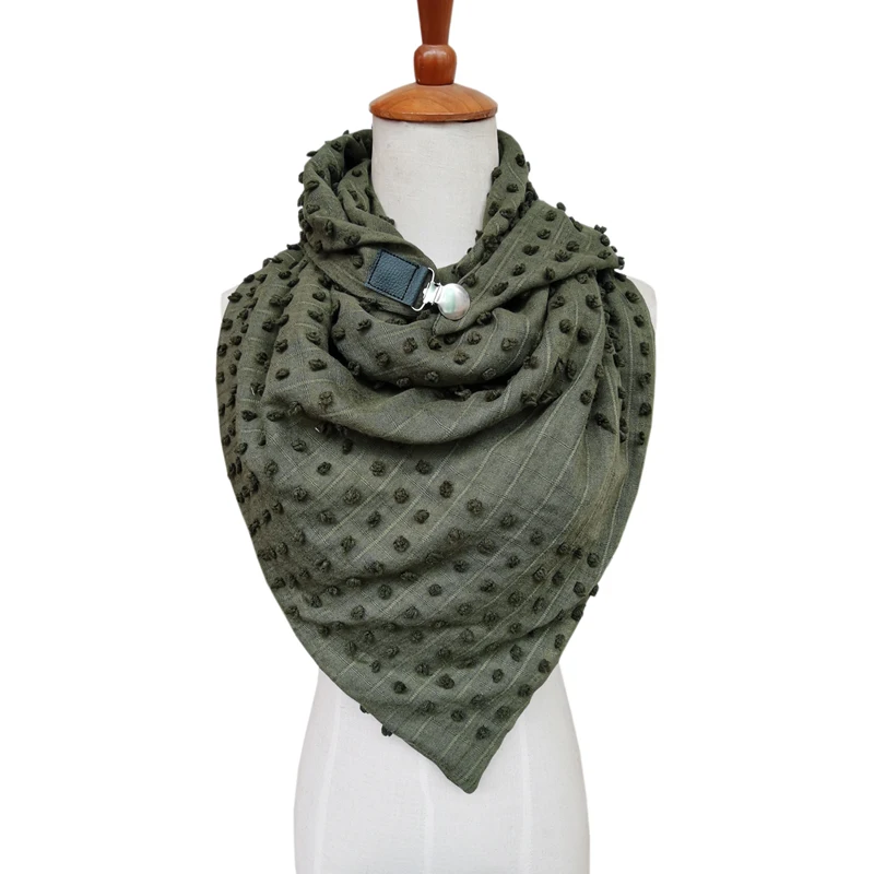El invierno de la bufanda para las mujeres foulard soild punto 3D diseño de botón echarpe hiver femme suave y cálida sjaal femenino redecilla de bufandas y chales 3