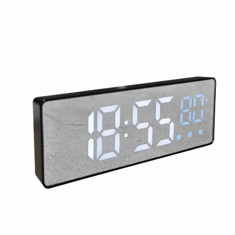 Reloj despertador Digital de Voz de Control de Tiempo de Repetición de la Pantalla de Temperatura De 3 Alarmas de Reloj Despertador Espejo Reloj LED con Cable USB 3