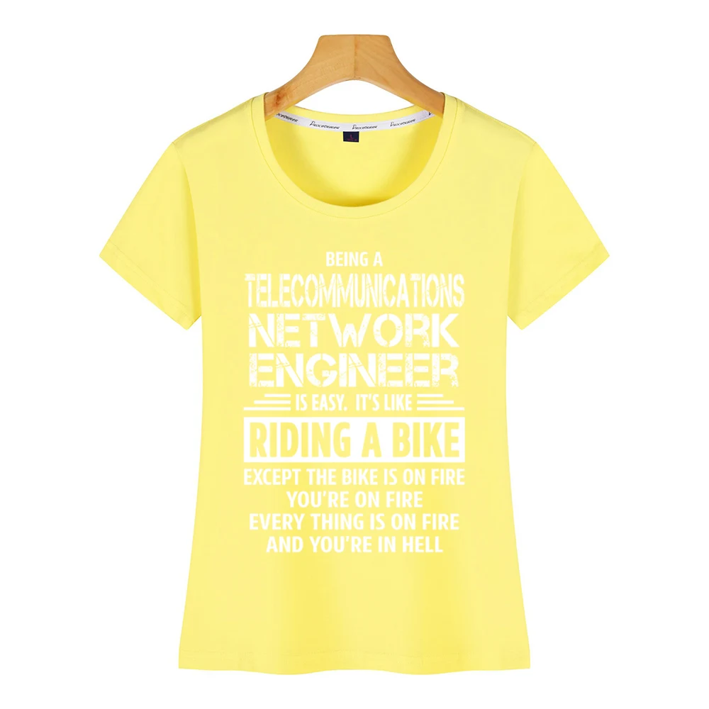 Tops Camiseta de las Mujeres de la red de telecomunicaciones ingeniero de Verano Harajuku de Algodón Mujeres Camiseta 3
